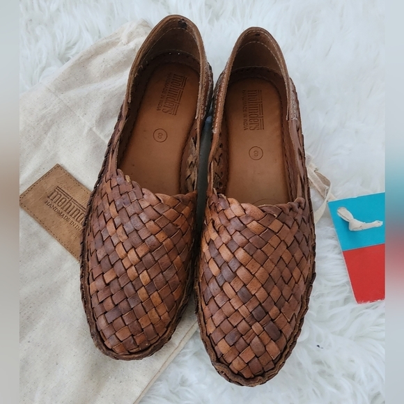 Brown Woven Leather Loafers - Picture 6 of 9